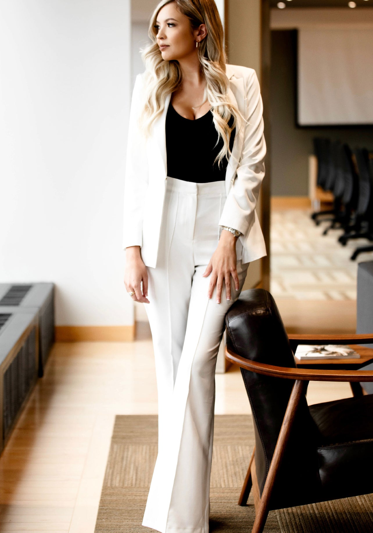 The Francie Ivory Wide Leg Tailored Pant