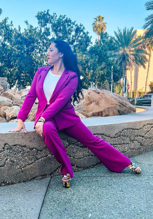 The Katie Fuchsia Tailored Longline Blazer