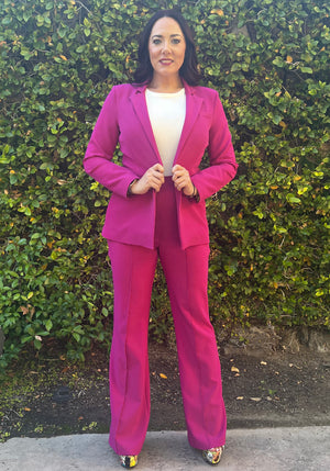 The Francie Fuschia Wide Leg Tailored Pant