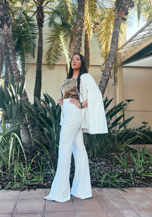 The Francie Ivory Wide Leg Tailored Pant